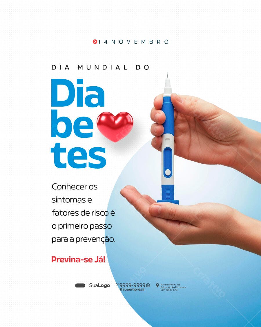 Flyer Social Media Dia Mundial do Diabetes PSD Editável