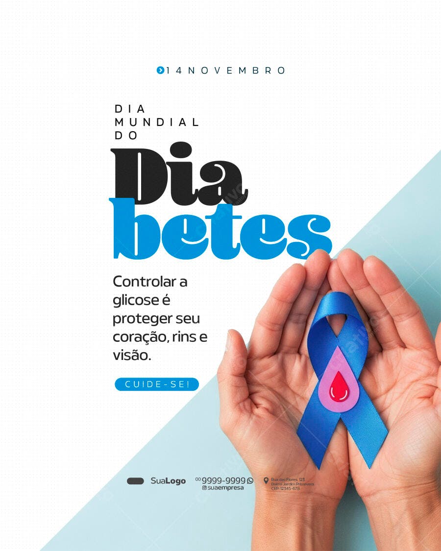 Flyer Dia Mundial do Diabetes 14 Novembro PSD Editável