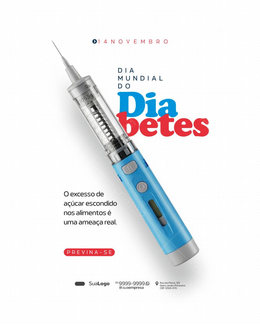 Flyer para Dia Mundial do Diabetes PSD Editável