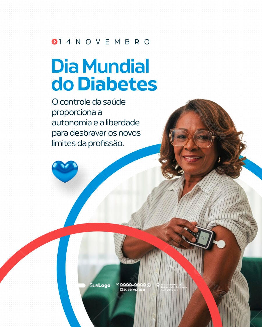 Flyer Dia Mundial do Diabetes 14 de Novembro PSD Editável