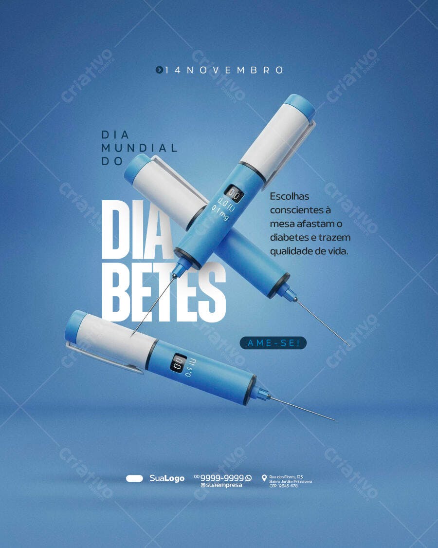 Flyer para Dia Mundial do Diabetes 14 de Novembro PSD Editável