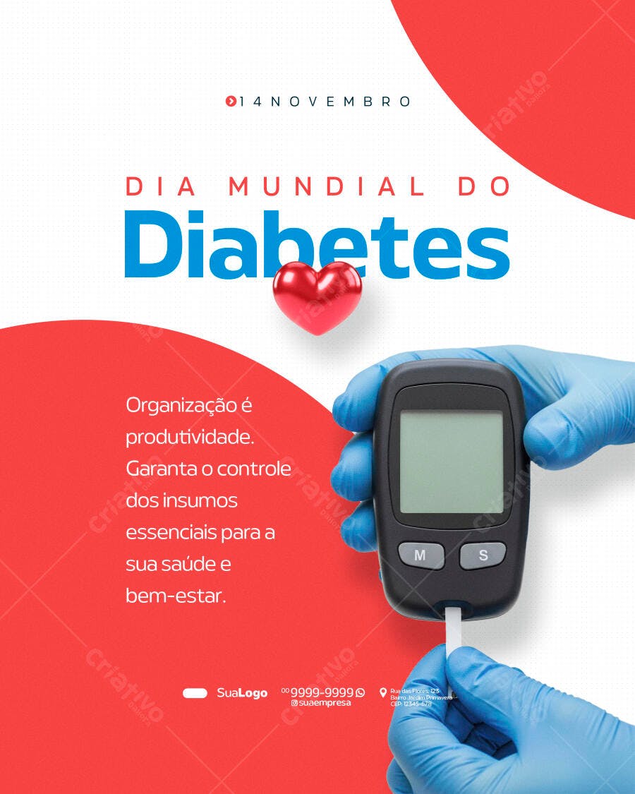Flyer Dia Mundial do Diabetes 14 de Novembro PSD Editável