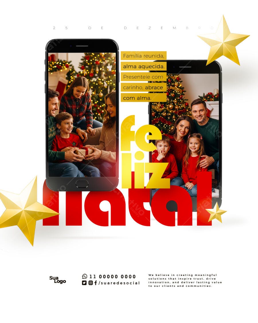 Flyer de Natal com Família Reunida para Redes Sociais PSD Editável