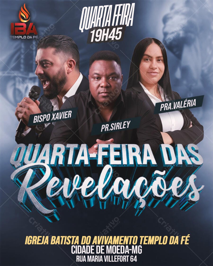 Flyer Quarta-feira das Revelações Igreja PSD Editável