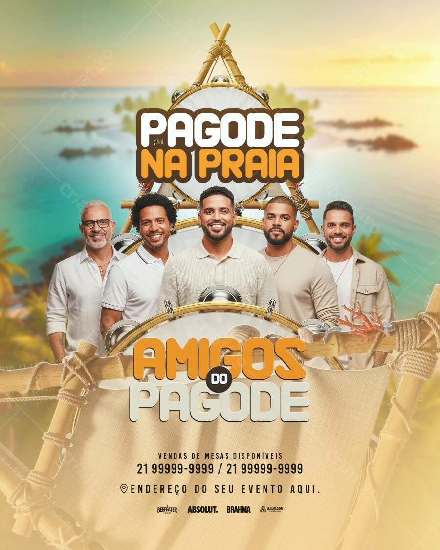 Flyer Pagode na Praia Amigos do Pagode PSD Editável