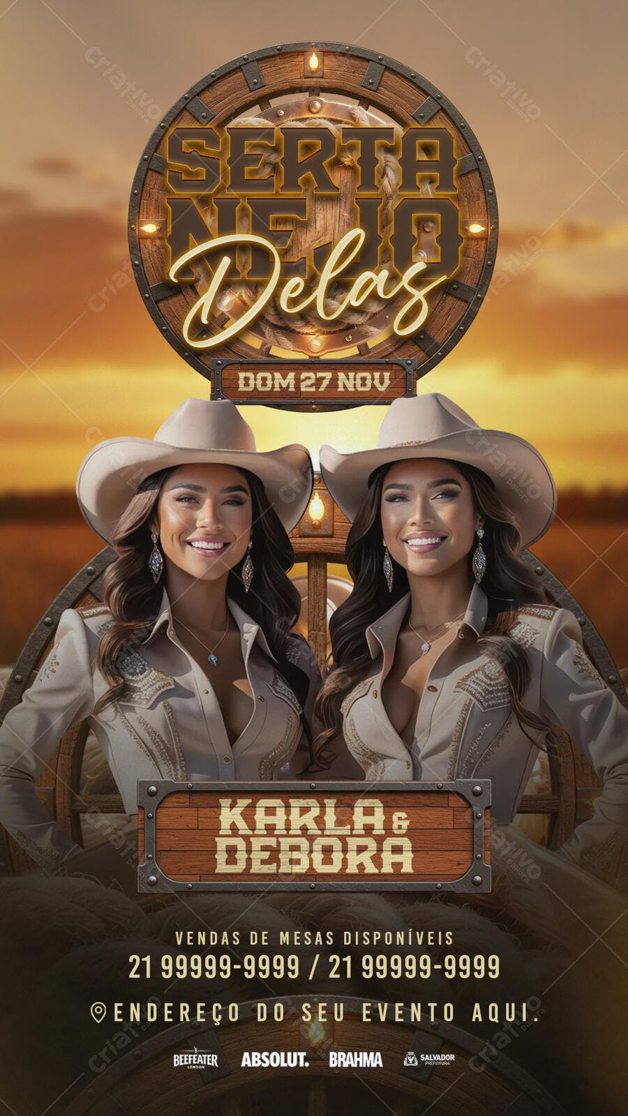 Flyer Show Sertanejo Delas com Karla e Debora PSD Editável