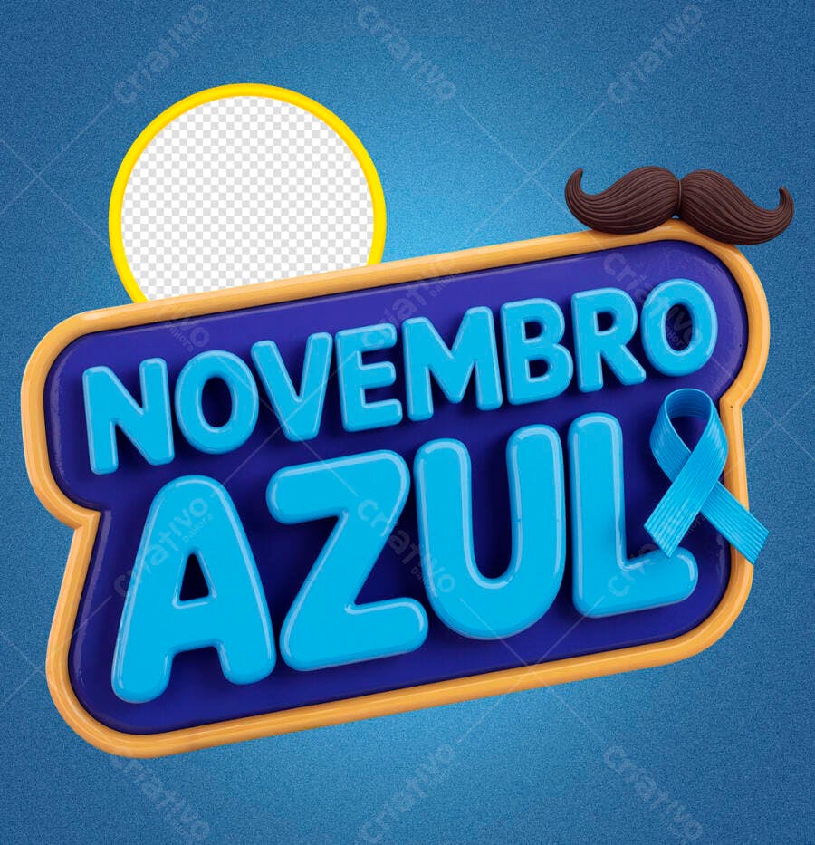 Flyer Novembro Azul com Bigode e Laço Psd Editável