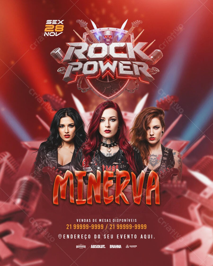 Flyer Show de Rock Minerva PSD Editável