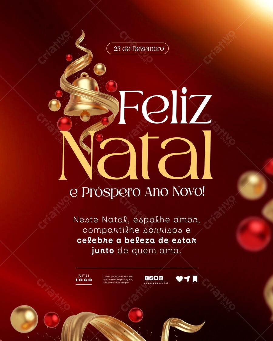 Post de Natal e Ano Novo PSD Editável