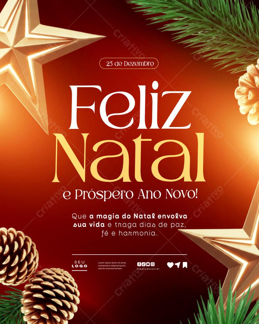 Flyer Natal e Ano Novo Vermelho Dourado PSD Editável