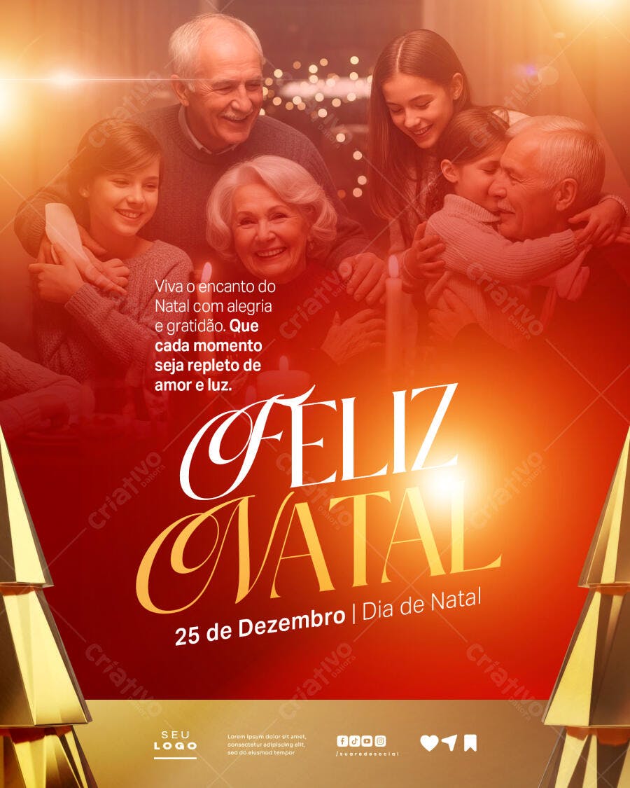 Flyer para Natal com Amor e Gratidão Familiar PSD Editável