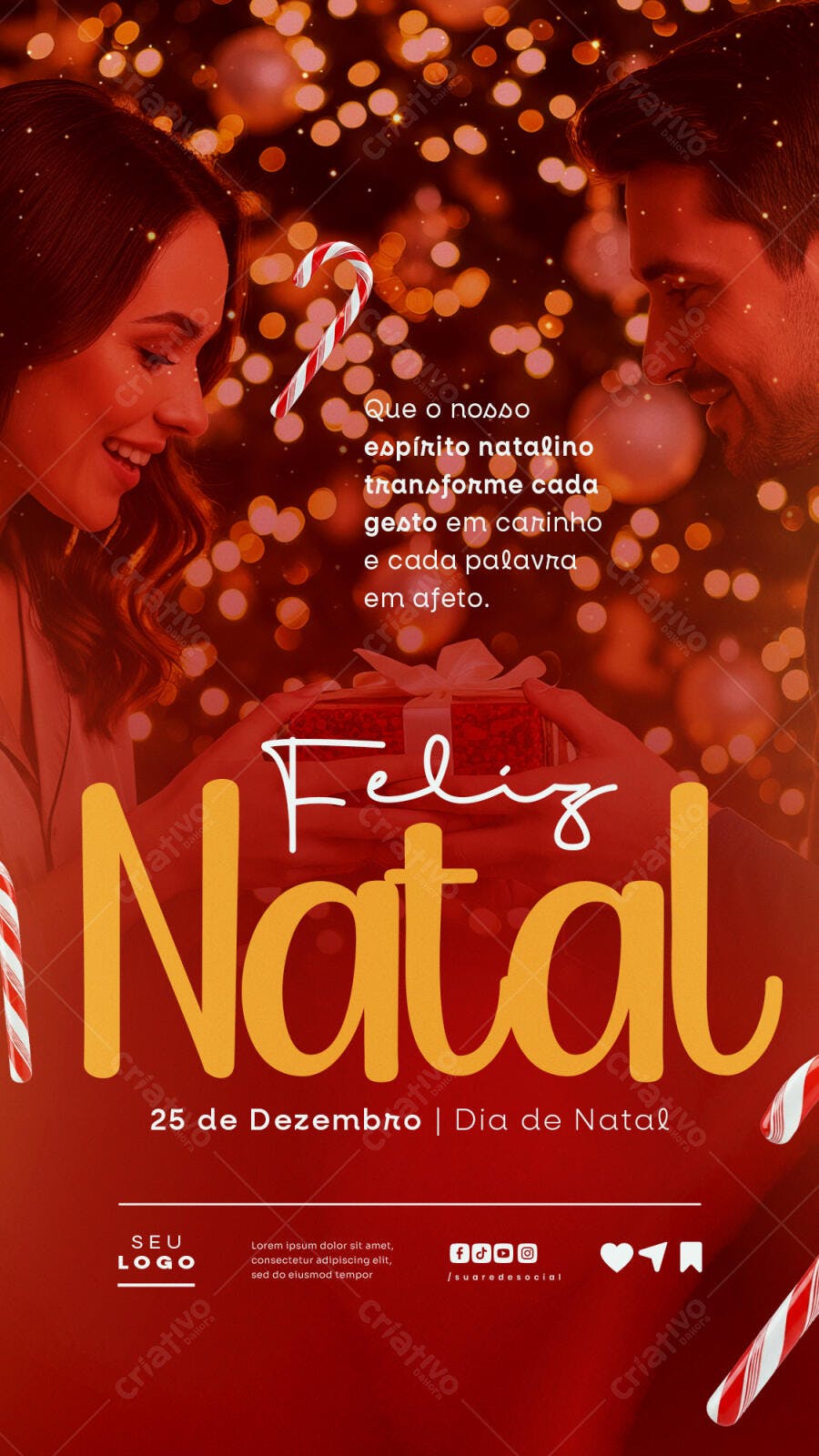 Flyer Feliz Natal com Casal PSD Editável
