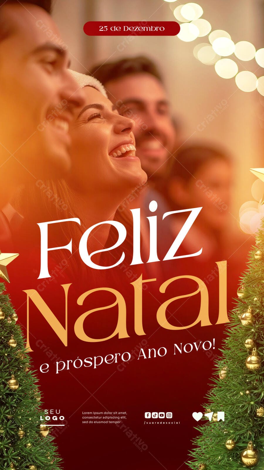 Post Instagram Feliz Natal e Próspero Ano Novo PSD Editável