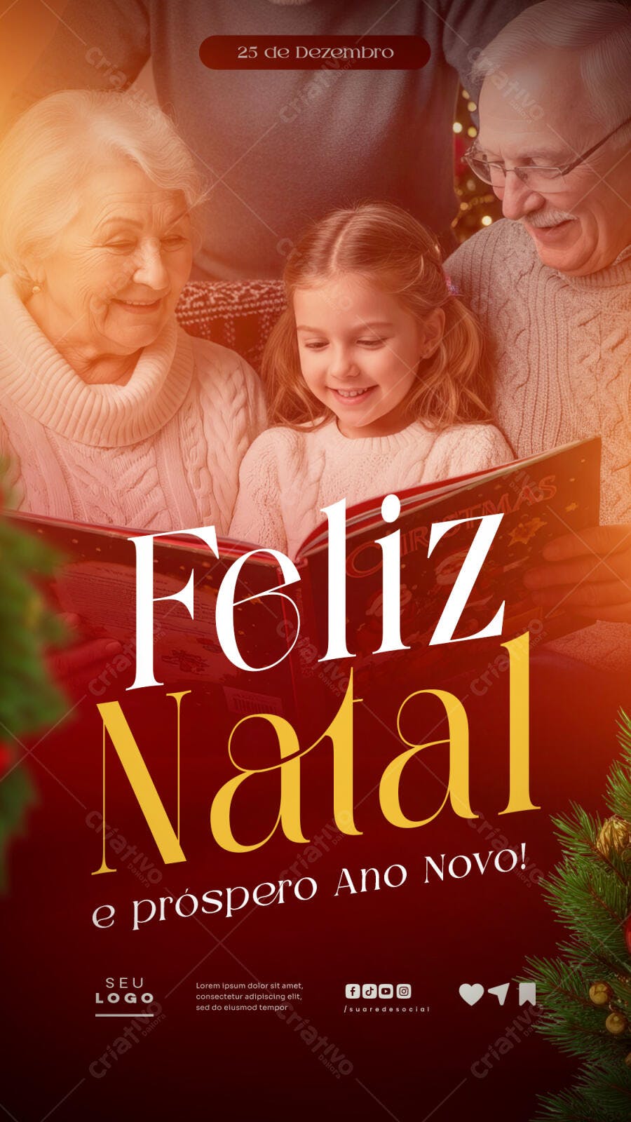 Post Instagram Natal Família 25 de Dezembro PSD Editável