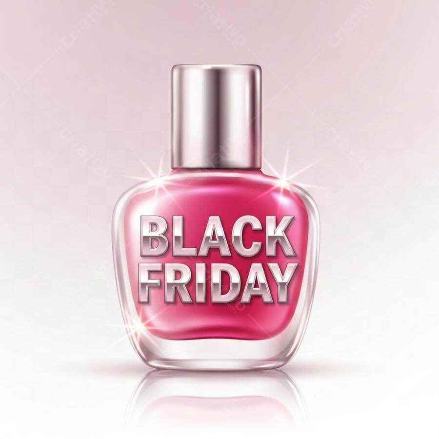 Esmalte rosa pink brilhante com promoção Black Friday em fundo suave
