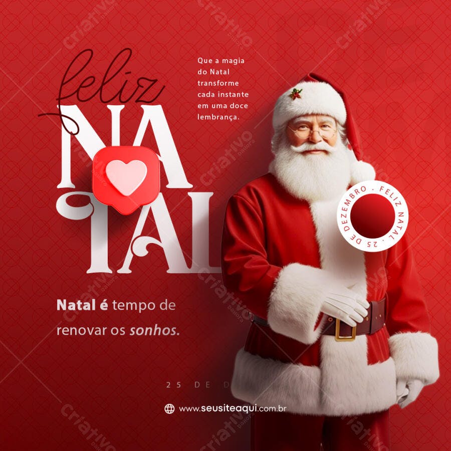 Flyer Natalino Papai Noel Feliz Natal Vermelho PSD Editável