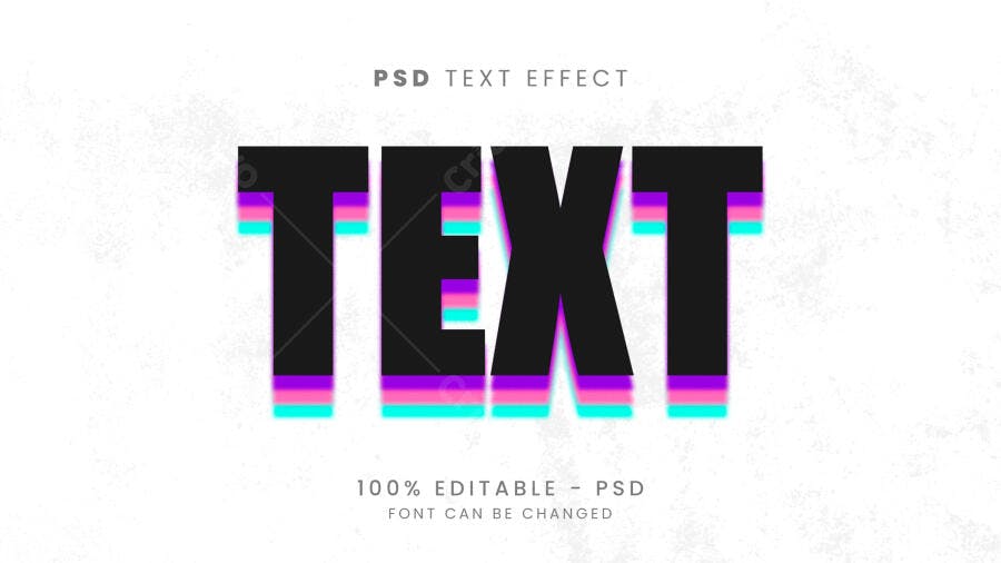 Efeito de Texto Glitch para Mídia Digital PSD Editável