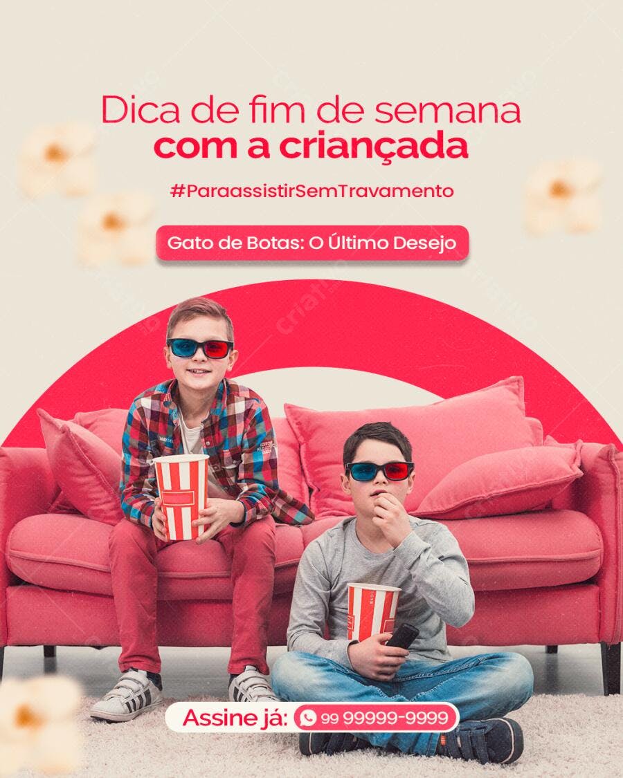 Flyer Dica Fim de Semana com Criançada Gato de Botas PSD Editável