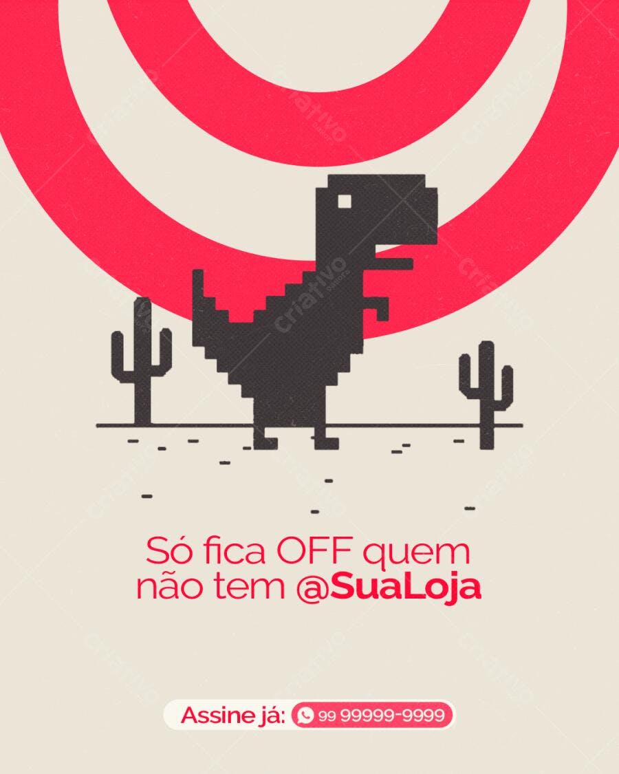 Post Redes Sociais Só fica OFF quem não tem @SuaLoja PSD Editável