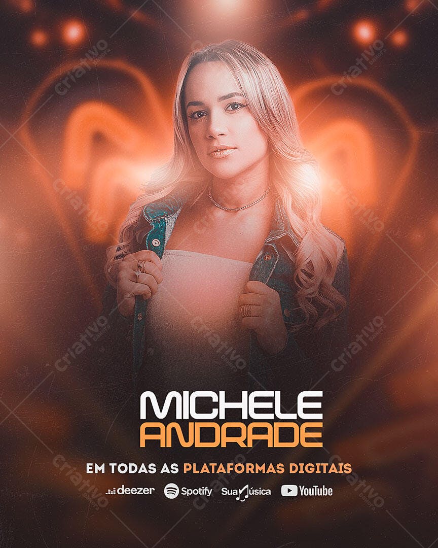 Flyer Social Media para Lançamento Musical Michele Andrade PSD Editável