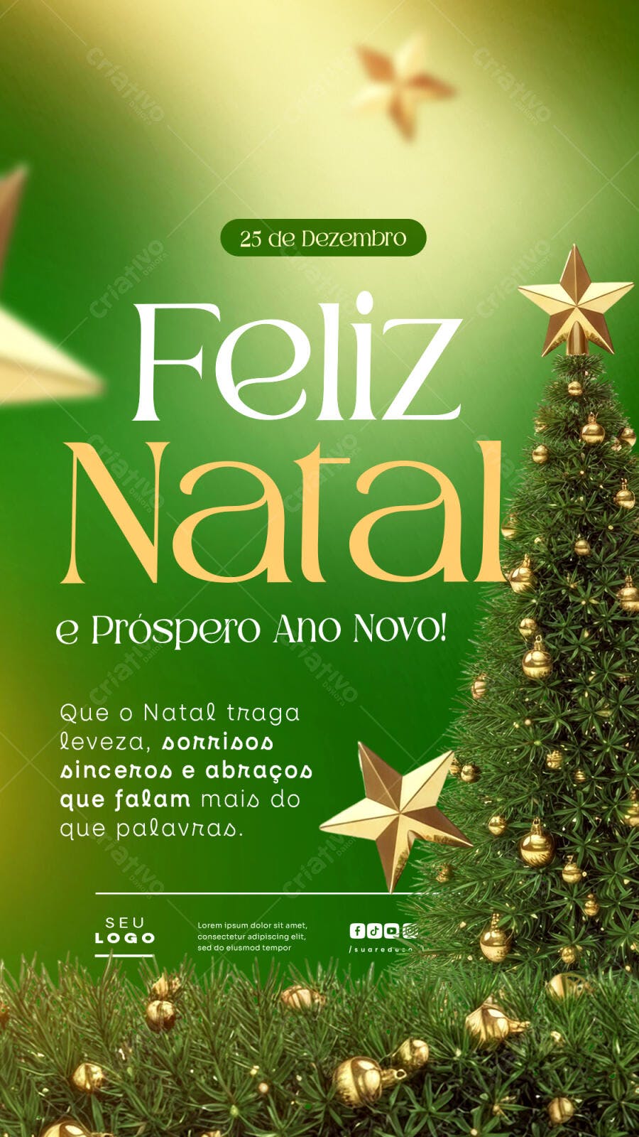 Flyer para Feliz Natal e Próspero Ano Novo PSD Editável