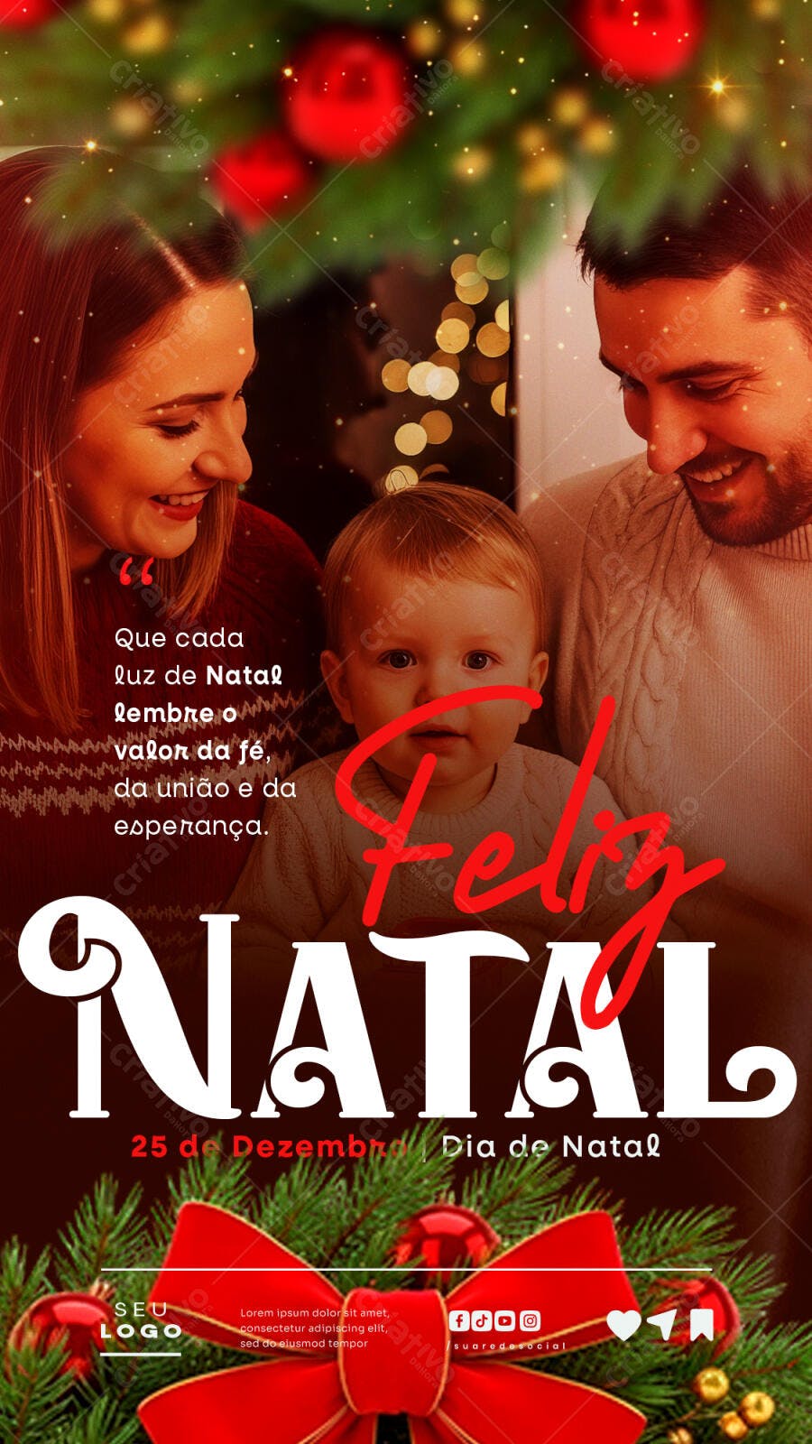 Post para Redes Sociais Feliz Natal Família PSD Editável