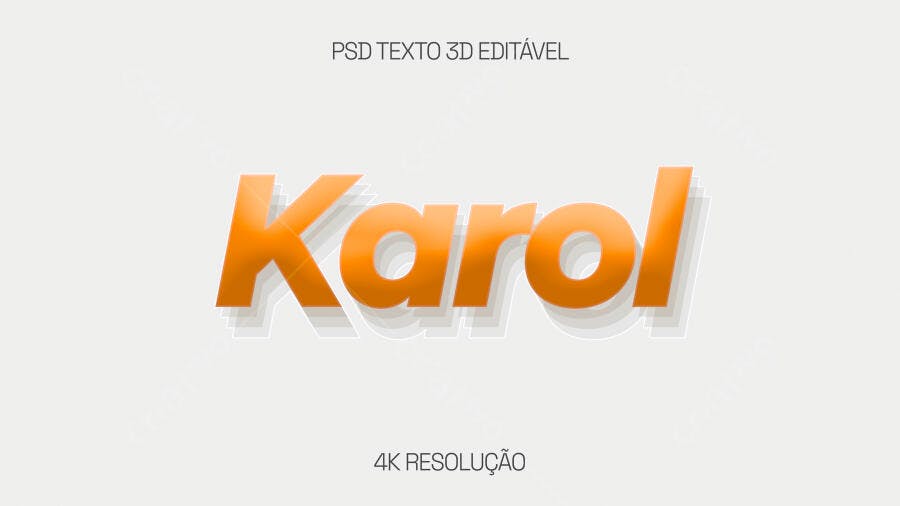 Efeito de Texto 3D Laranja para Design de Nomes PSD Editável