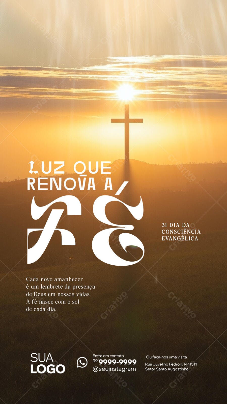 Flyer Evangélico Luz Que Renova a Fé PSD Editável