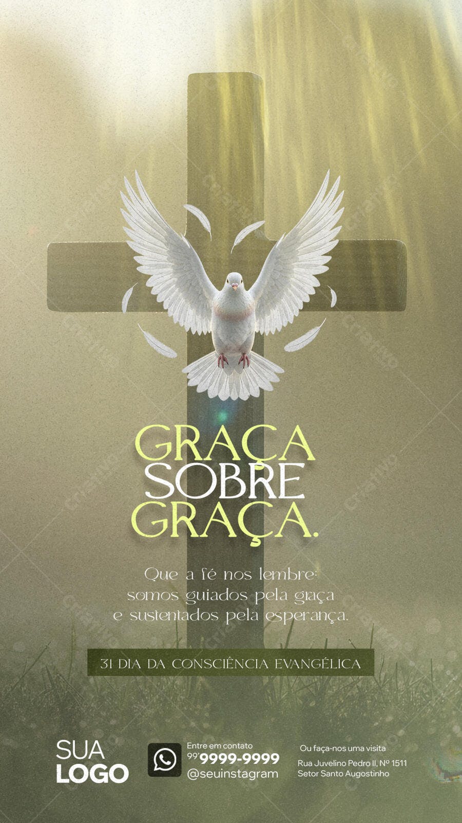 Flyer Religioso para Dia da Consciência Evangélica Graca sobre Graça PSD Editável