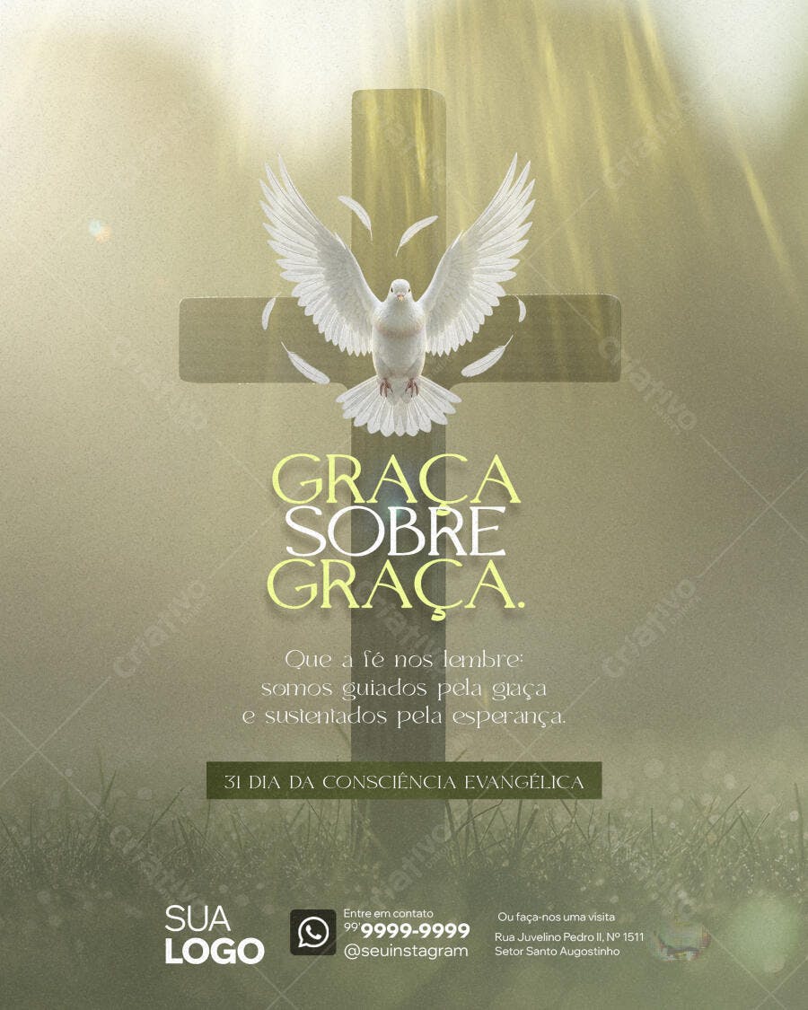Flyer Dia da Consciência Evangélica Graca Sobre Graca PSD Editável