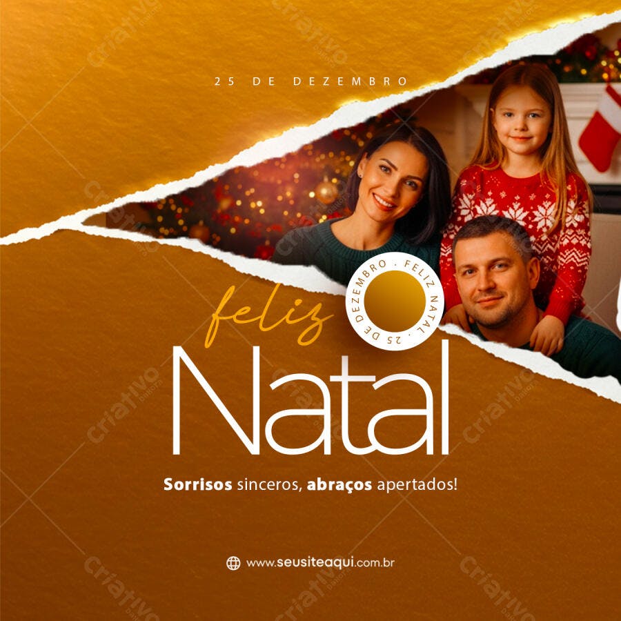 Flyer de Natal 25 de Dezembro com Família PSD Editável