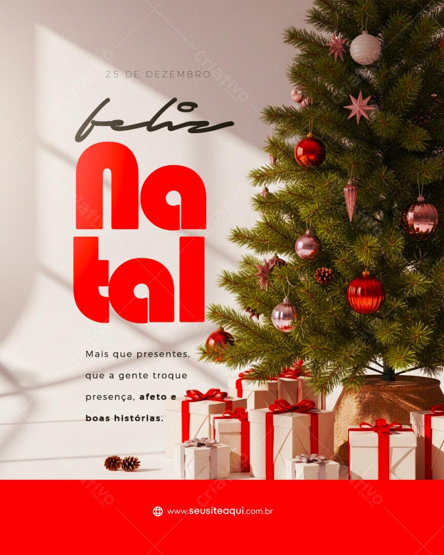 Flyer Feliz Natal 25 de Dezembro com Árvore Psd Editável