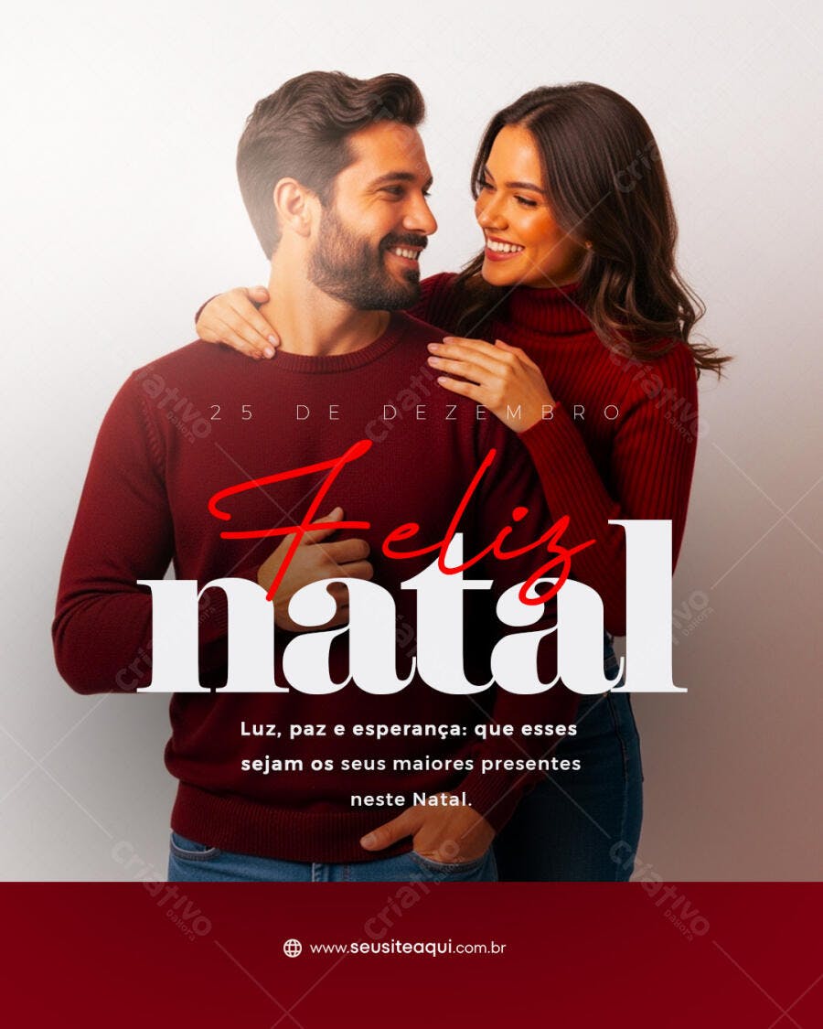 Flyer para Natal Casal Suéter Vermelho Psd Editável