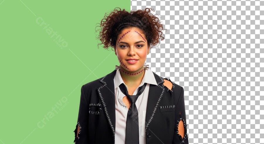 Recurso Gráfico Mulher Fantasia Frankenstein Halloween Outubro 31 PNG com fundo transparente