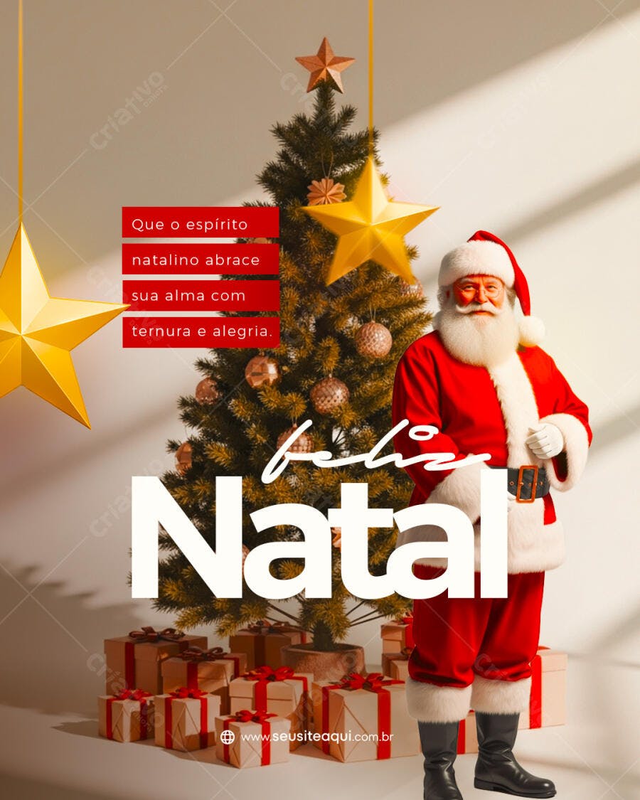 Flyer para Feliz Natal com Papai Noel PSD Editável