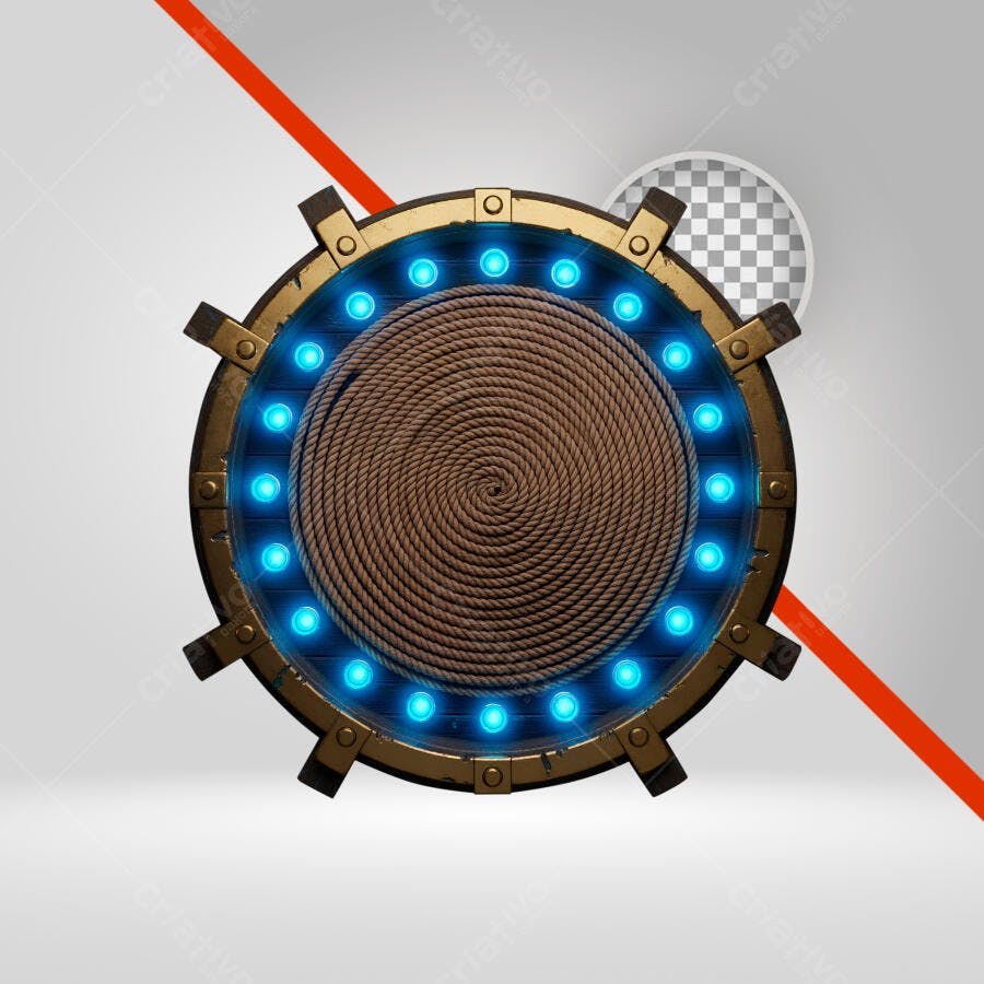 Selo de Aventura Náutica Roda Dourada Corda Azul Brilhante PNG com fundo transparente