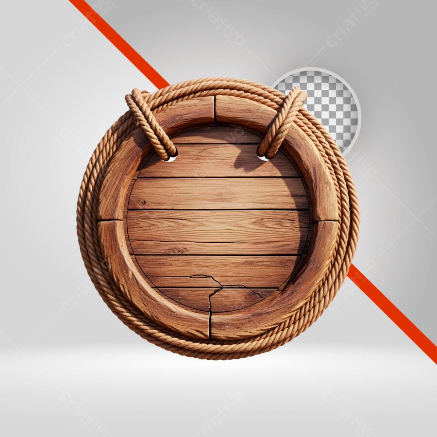 Placa Redonda de Madeira com Corda para Anúncios e Promoções PNG com fundo transparente