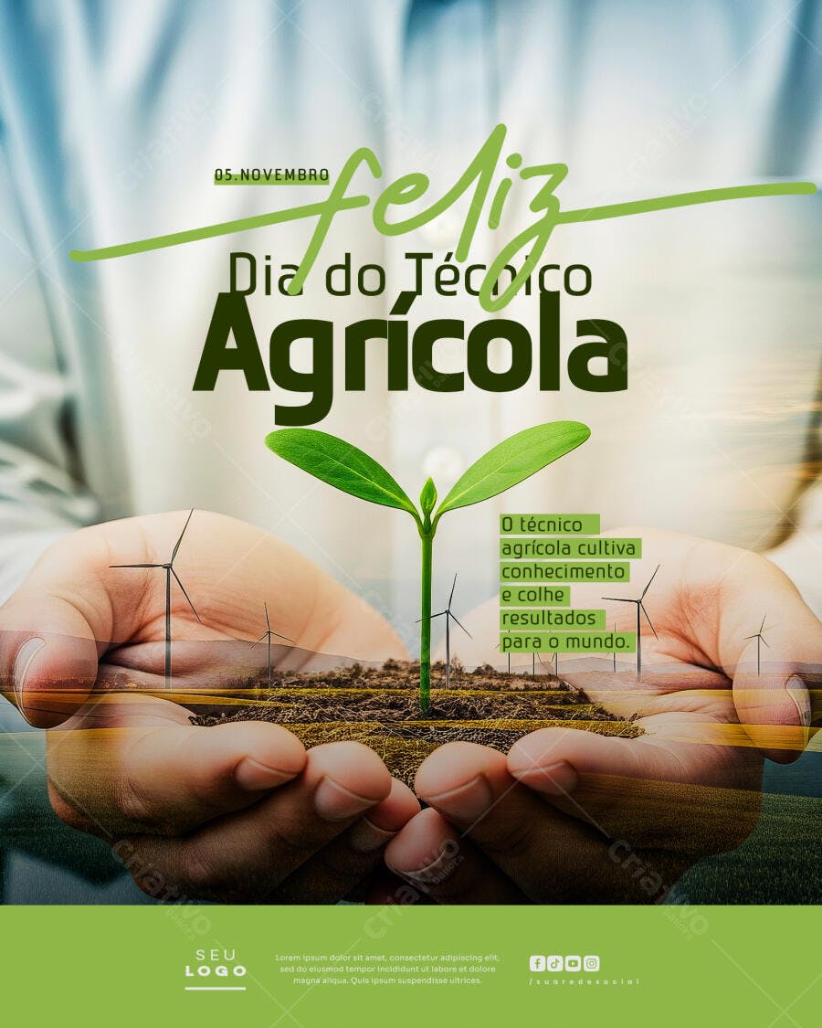 Post para Redes Sociais Dia do Técnico Agrícola Psd Editável