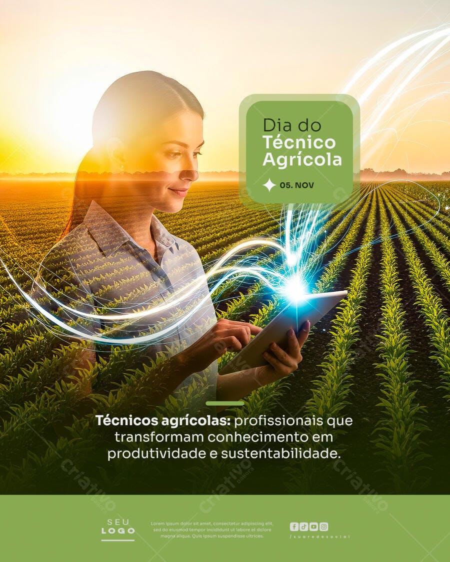 Flyer Digital para Dia do Técnico Agrícola PSD Editável