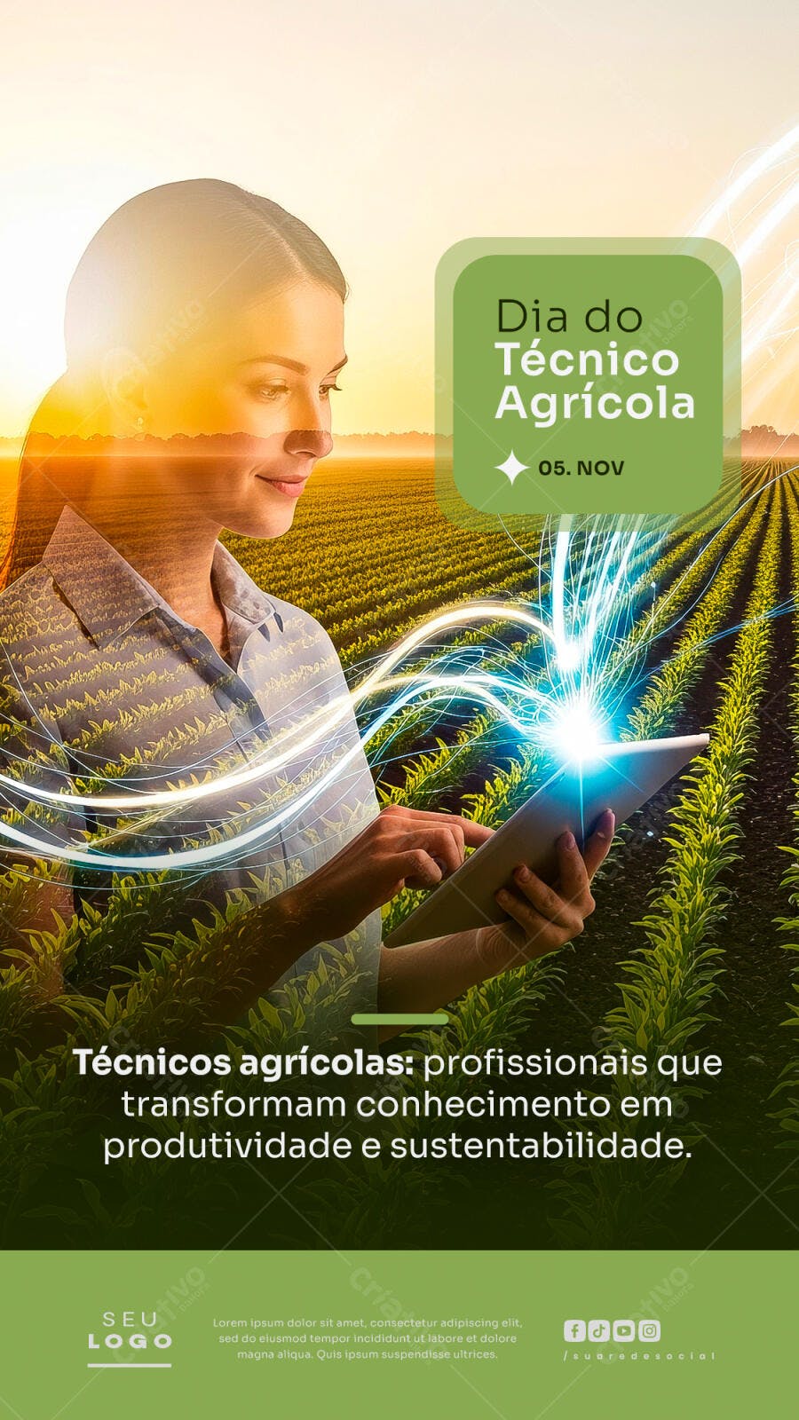 Flyer Dia do Técnico Agrícola 05 de Novembro PSD Editável