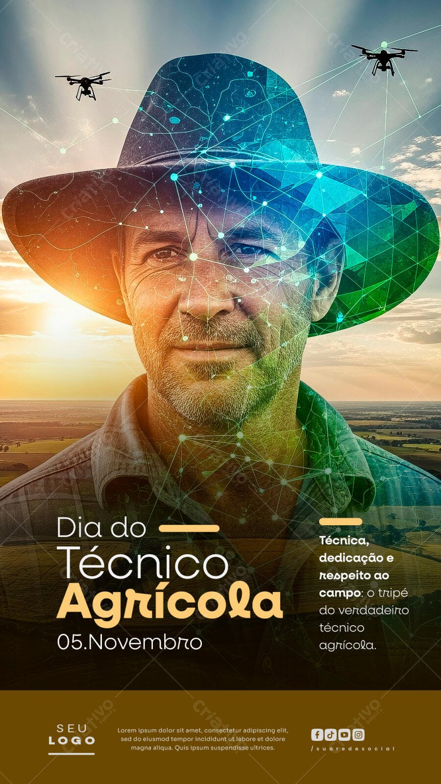 Flyer Dia do Técnico Agrícola 05 de Novembro PSD Editável