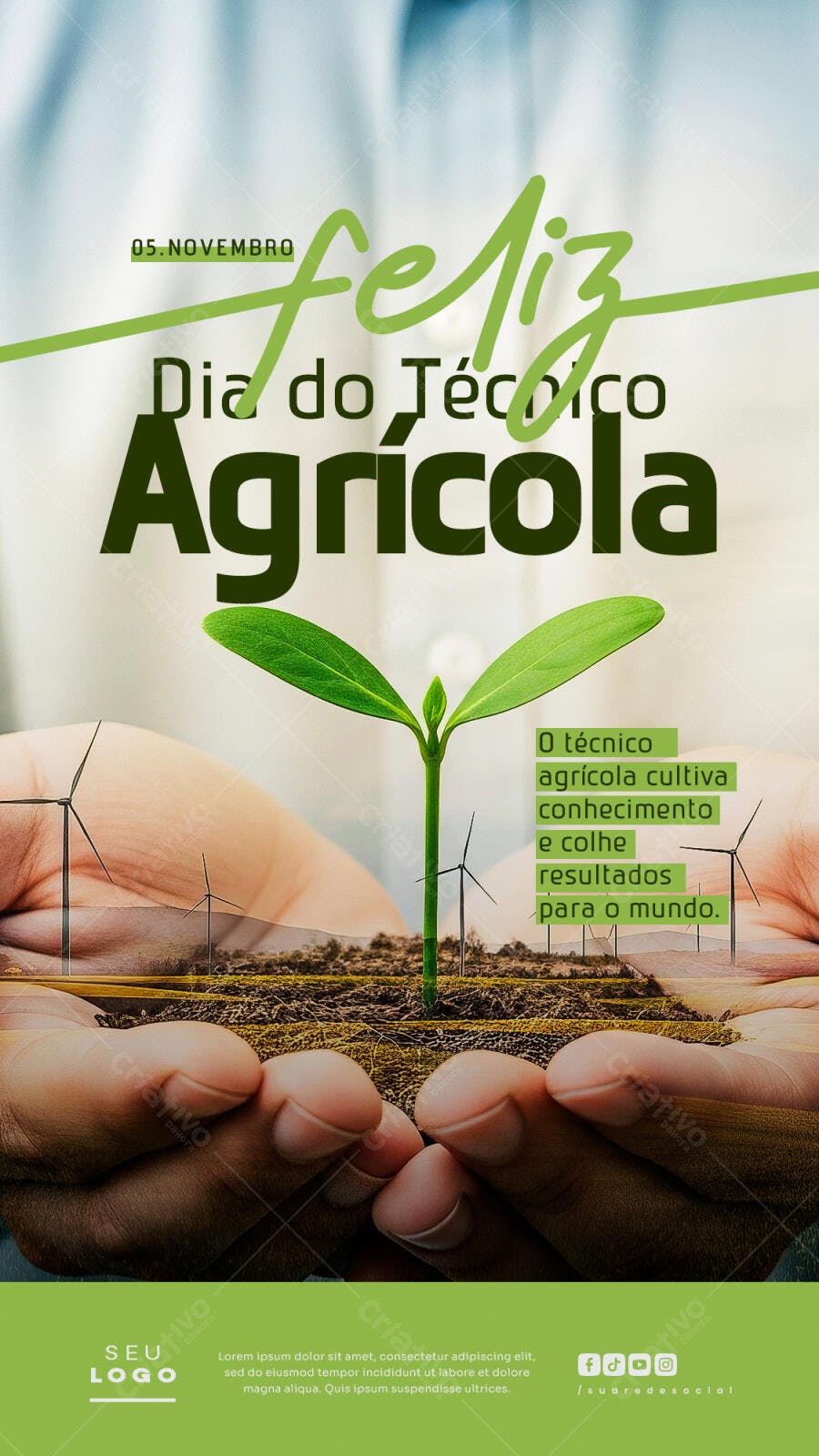 Flyer Dia do Técnico Agrícola 05 Novembro PSD Editável