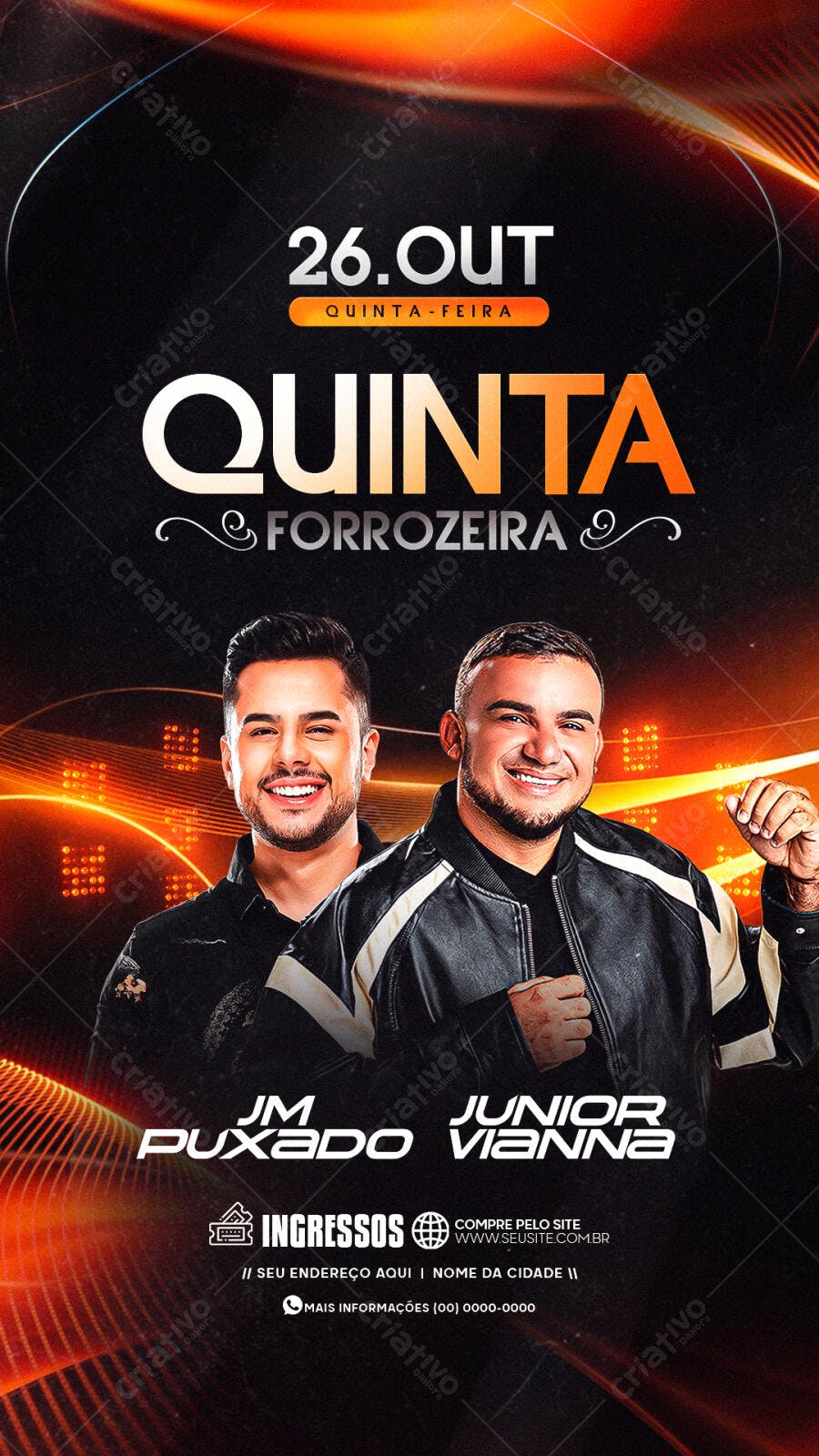 Flyer Show Forró com JM Puxado e Junior Vianna PSD Editável