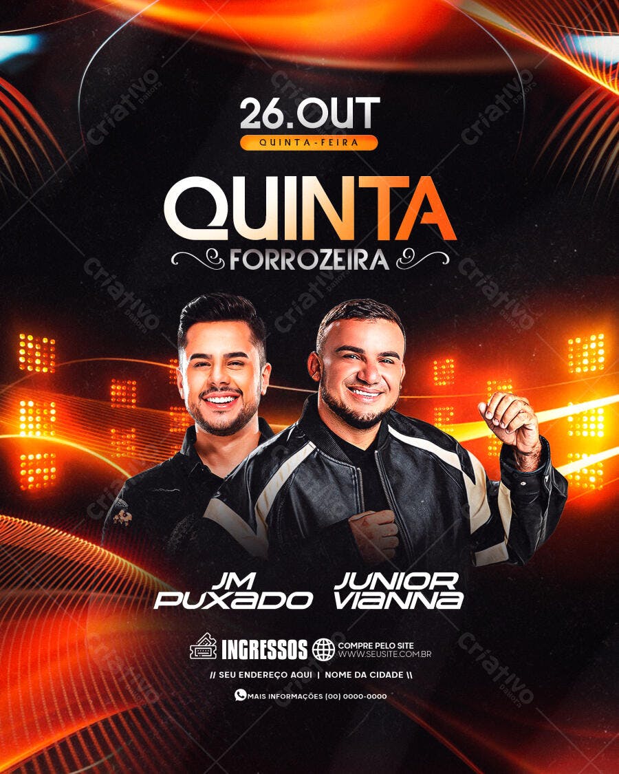 Flyer para Quinta Forrozeira 26 Outubro PSD Editável