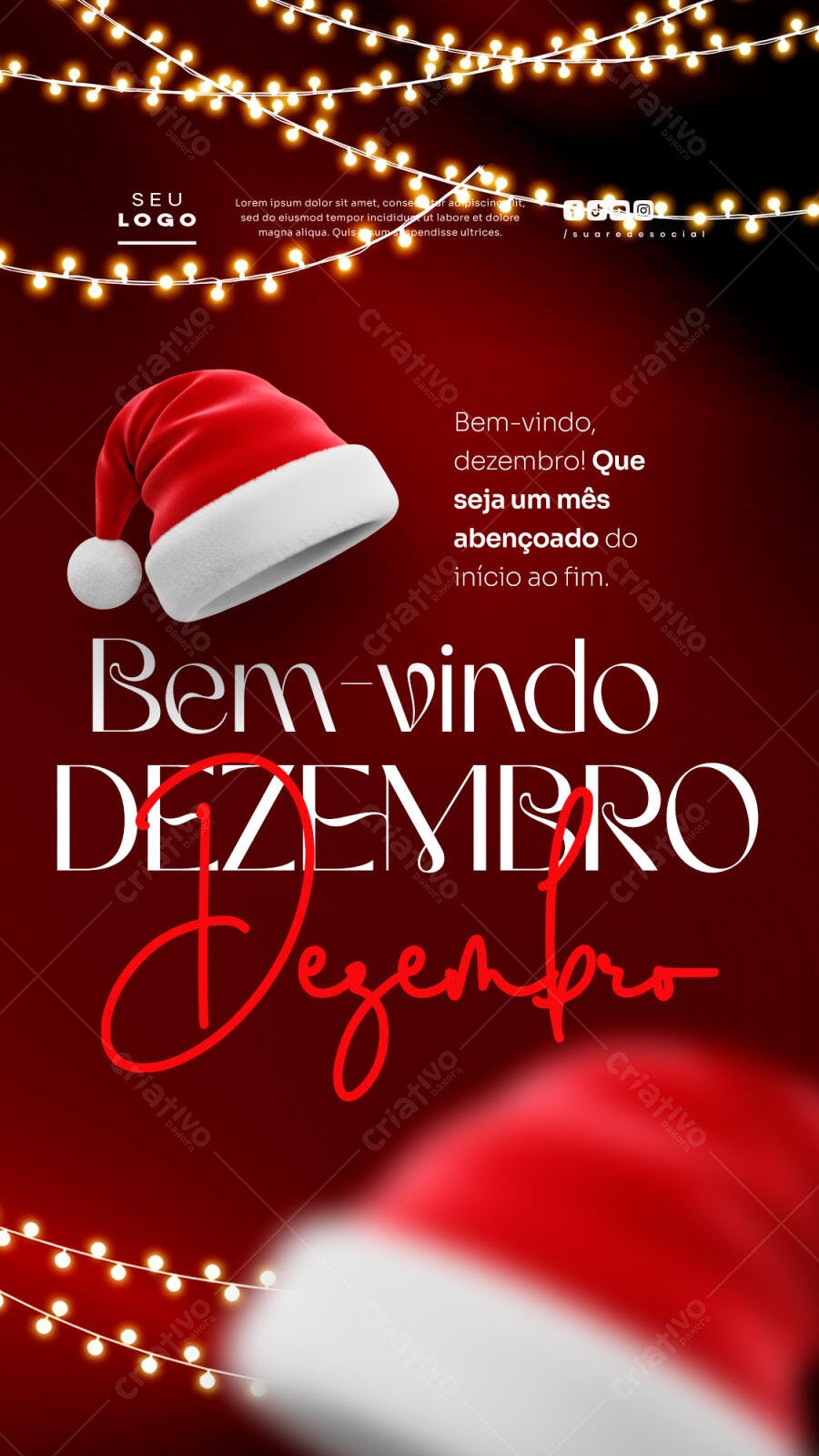 Post para Redes Sociais Boas-vindas Dezembro PSD Editável