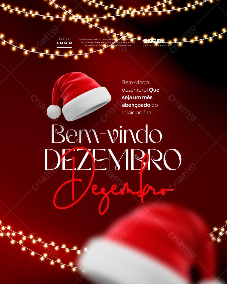 Flyer Bem-vindo Dezembro Natalino PSD Editável