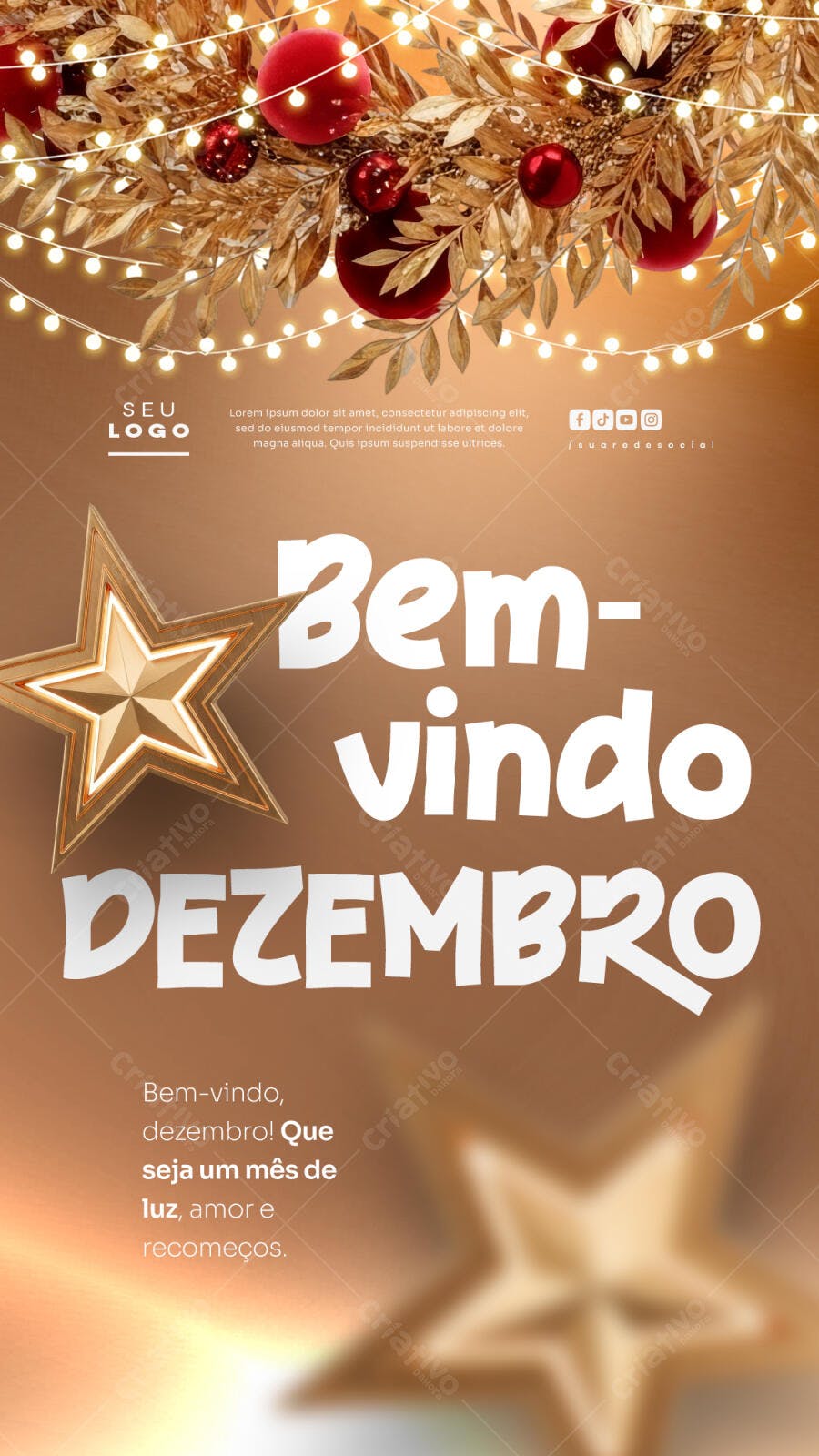 Post Boas-vindas Dezembro Natal PSD Editável