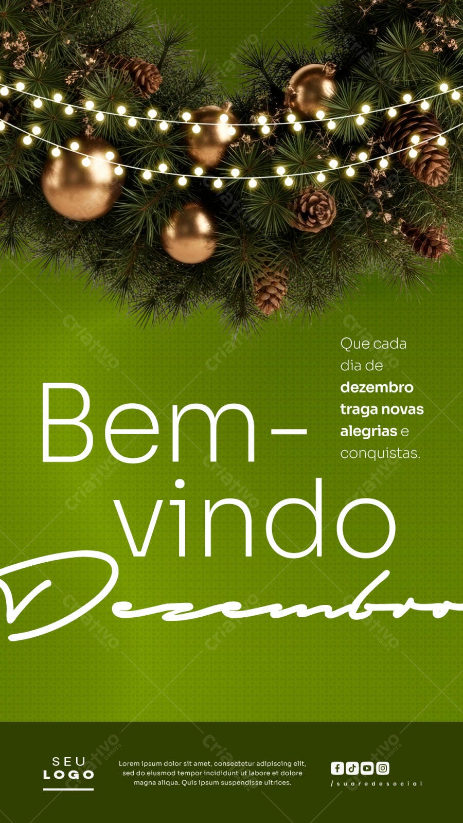 Post Redes Sociais Bem-vindo Dezembro e Natal PSD Editável