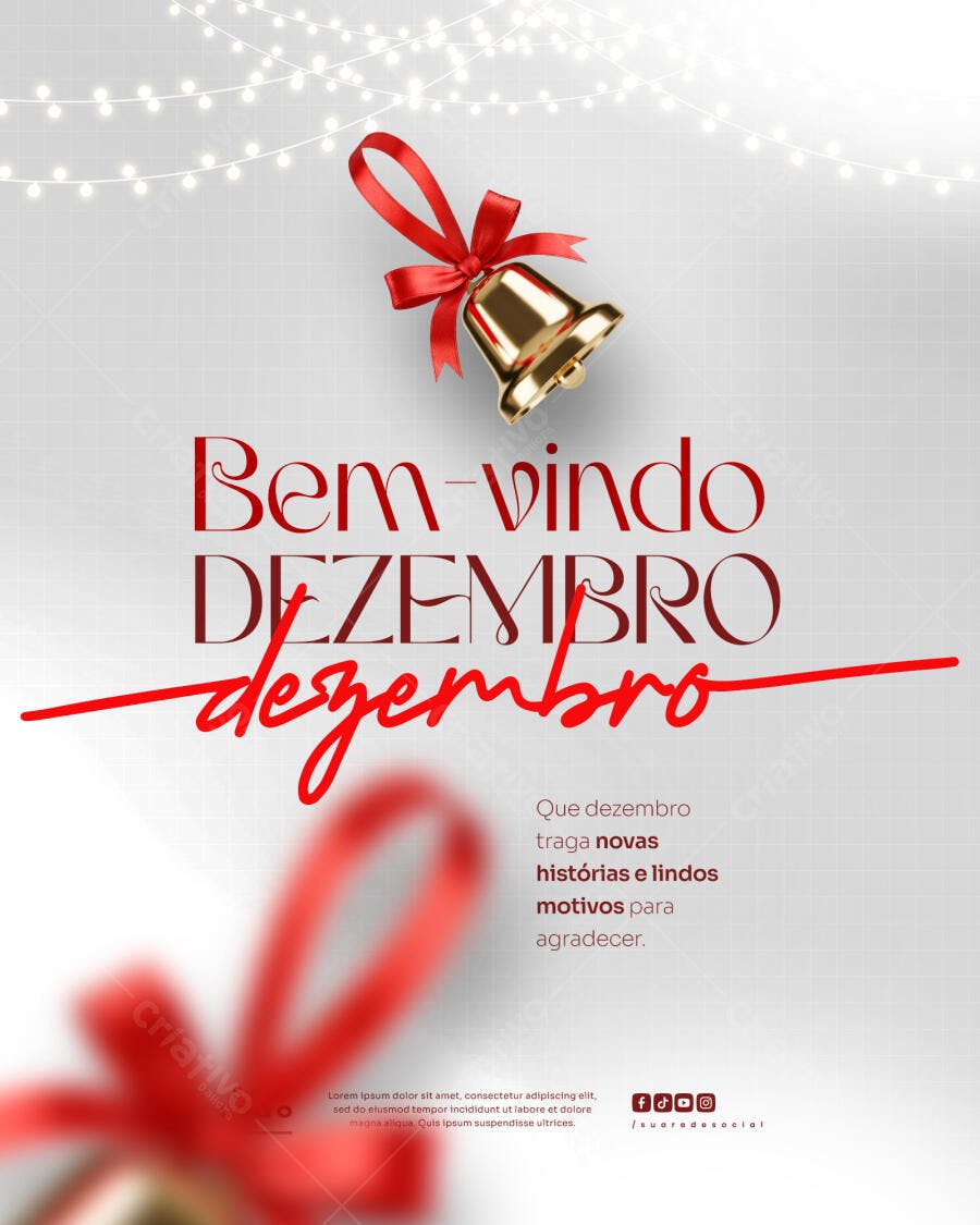 Post Redes Sociais Bem-vindo Dezembro Natalino PSD Editável