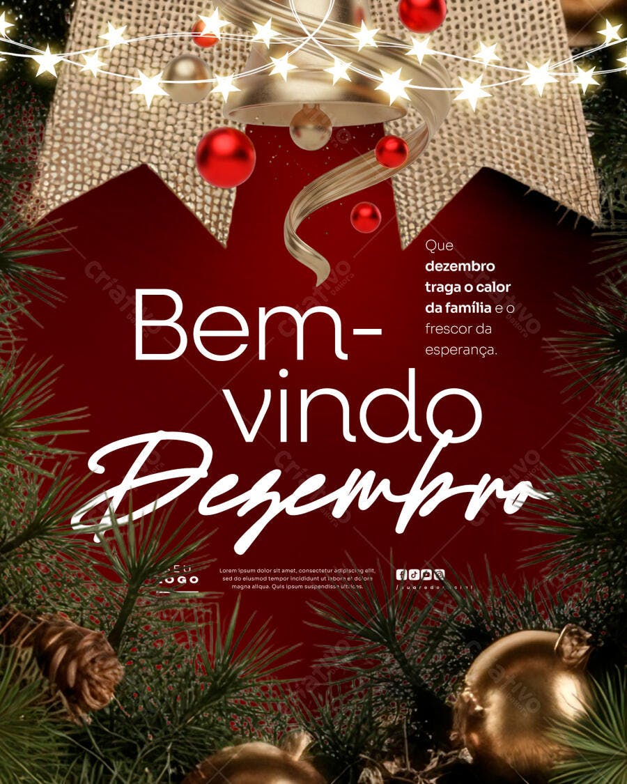 Flyer Natalino Boas Festas Bem-vindo Dezembro PSD Editável